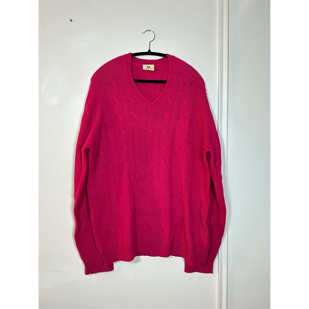 Carraig Donn Ireland Pink Sweater cable knit 100 wool L oversized v neck‎